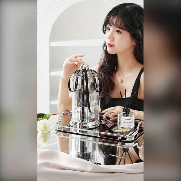 360° Rotating Makeup Brush Holder with Dustproof Lid, Waterproof PP+PET, Portable Non-Slip Base, Multiple Compartments