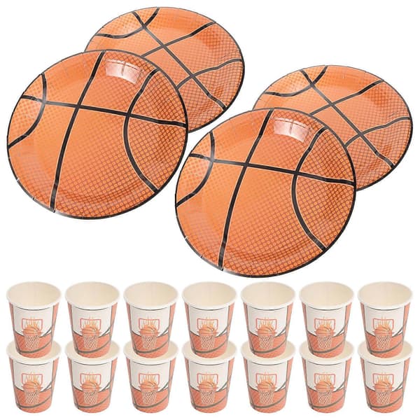 Pappersservis Basket Tallrikar Muggar Set för Fest 40 st Orange