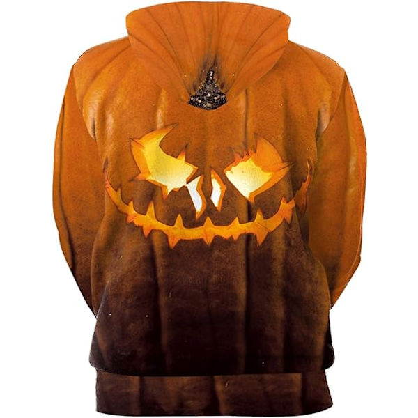 Herre langærmet hettegenser Halloween moro mannskap hals genser med kenguru lomme jul flerfarget 3D print genser genser (størrelse: XL)