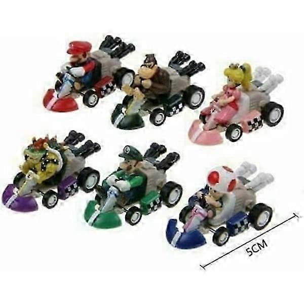 Sæt med 6 kagepynt til børn Super Mario Kart Biler Kagepynt og Cupcakepynt HY-26