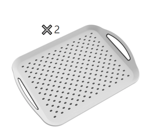 Serving Tray Set - Non-slip Lap Trays with Easy-Grip Handles, Ideal for Cooking, Tea, Breakfast in Bed - Plastic Tray for Stability White 45*32*4.5