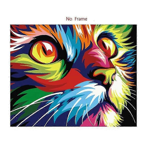 För katt digital oljemålning efter nummer duk väggbild gör-det-själv handmålad dekoration