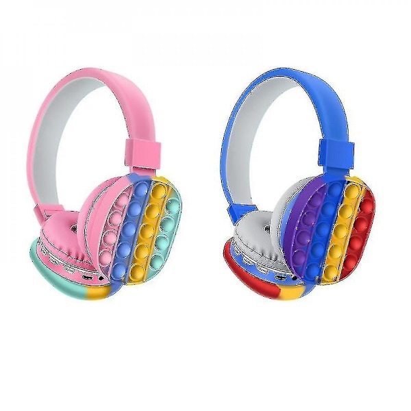 Trådlösa Bluetooth-hörlurar Stereo Headset Silikon Push Bubble Öronproppar Popit Headset Blå