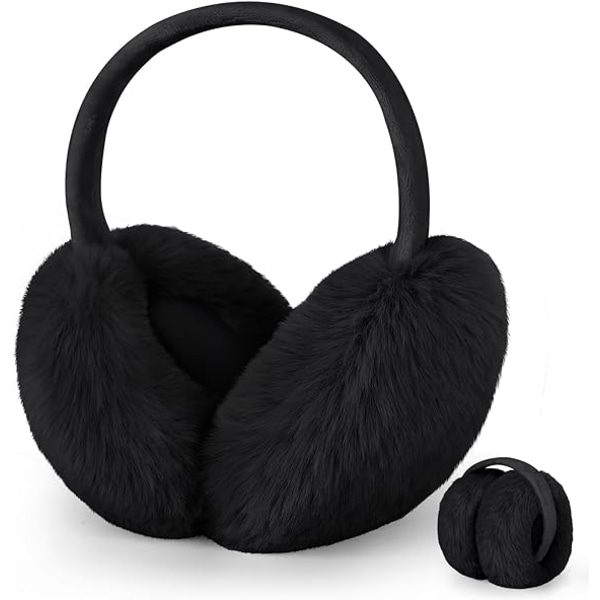 Earmuffs for Women Winter Foldable Warm Ear Muffs Faux Fur Cute Fuzzy Ear Warmers for Girls Women