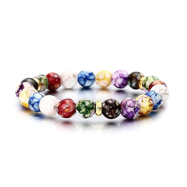 Farverige Perler Regnbue Helbredende Krystal Chakra Yoga Hologram Armbånd Til Kvinder