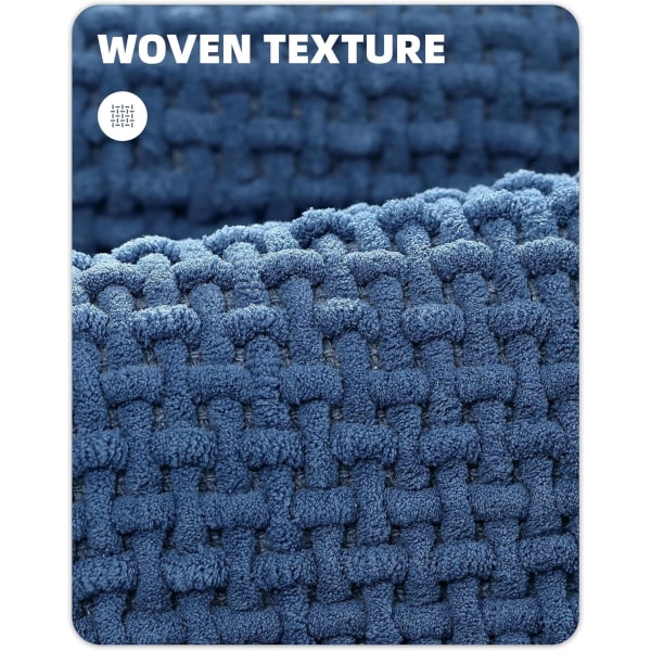16\"x24\" Chenille Badrumsmattor - Färg G Tunna Badrumsmattor Passar Under Dörr - Absorberande, Platt, Halkfri, Mjuk, Maskintvättbar