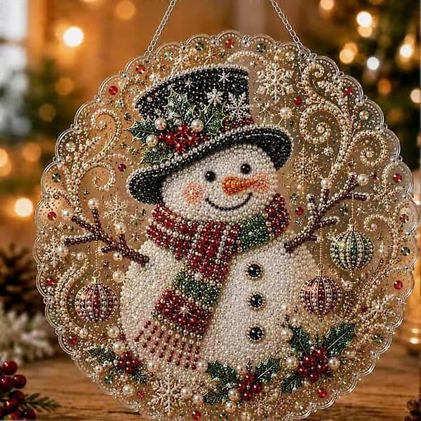Juleperle Diamantmaleri Solfanger Sæt, DIY Perlekunst Julevinduesudsmykningssæt til Begyndere