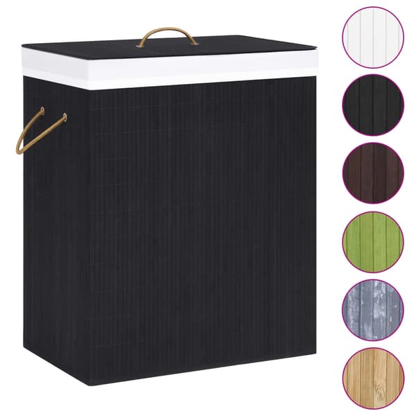vidaXL Pyykkikori bambu, 1 osio, musta, 83 L Svart black
