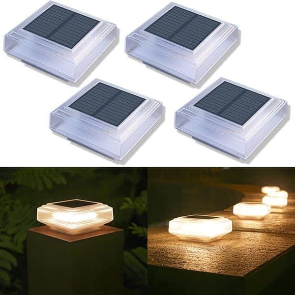 1/2/4 stk. Solcellegjerdelamper, Varmhvit LED, Utendørsbelysning for Hage og Terrasse 4 P 4 pcs
