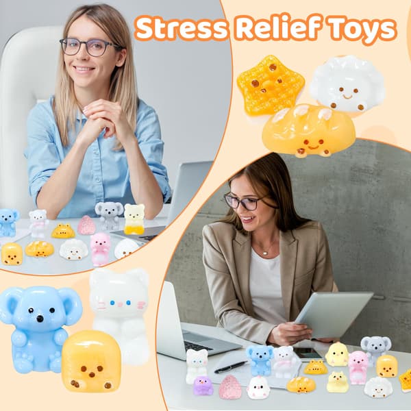 20 stk. Taba Squishy Legetøjssæt, Fidget Legetøj til Børn 8-12 og Voksne, Taba Squishies med Nøglering, Mini Squishy Stresslindring til Påskekurv