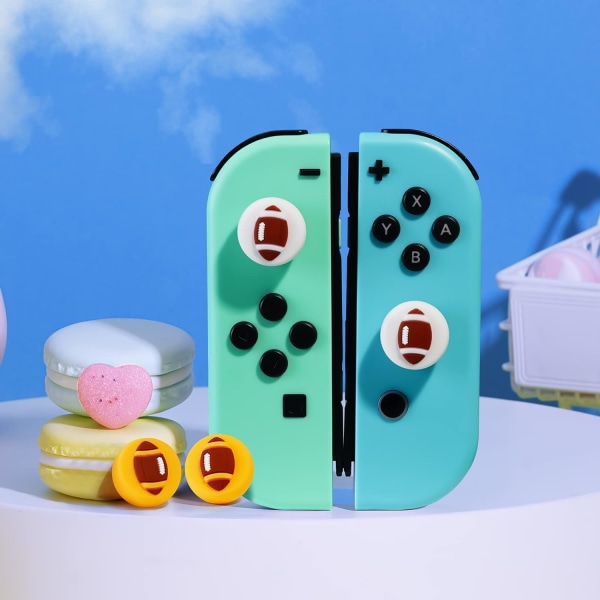 Tumgreppskåpor för Nintendo Switch, söta joystick-skydd med 3D-mönsteröverdrag Mjukt bedårande silikon Analog 4 st kit för Switch/OLED/Lite, Rugby