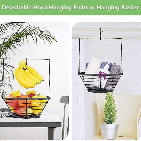 Hedelmäkori keittiön työtasolle, banaaniteline, kulho, kahva, leipäkori, irrotettava D