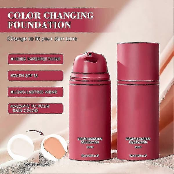 SmooColor Farveskiftende Foundation - Hudtone-tilpassende Flydende Foundation til Kvinder - 30ml