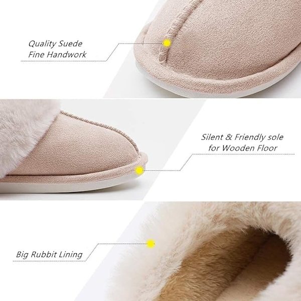 Husslippers för kvinnor och män, luddiga fluffiga minnesskum slip on hussko halkfria supervarma (storlek: 9-10)