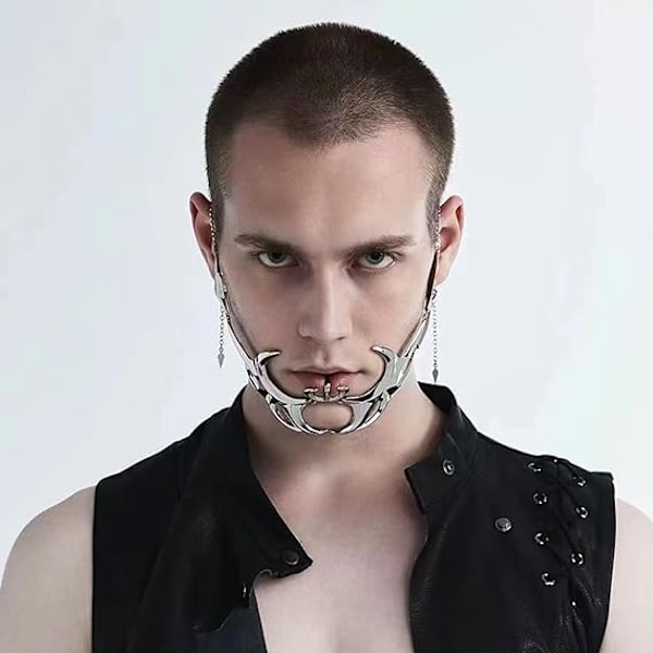 2 kpl Munson Punk -mekaanista maskia, epäsäännöllinen metallipuolenaamari kasvojen käyttötarvikkeet, Halloween -asu Cosplay -puolinaamari kasvokorut naisille ja miehille
