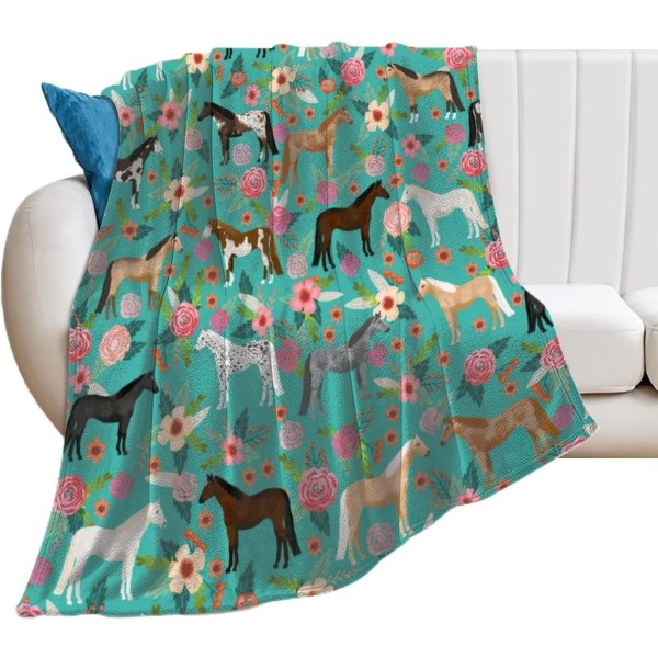 Pige Dame Heste Tæppe Gave Super Blød Luksus Flannel Tæppe Jul Fødselsdag Gave Soveværelse Sofa