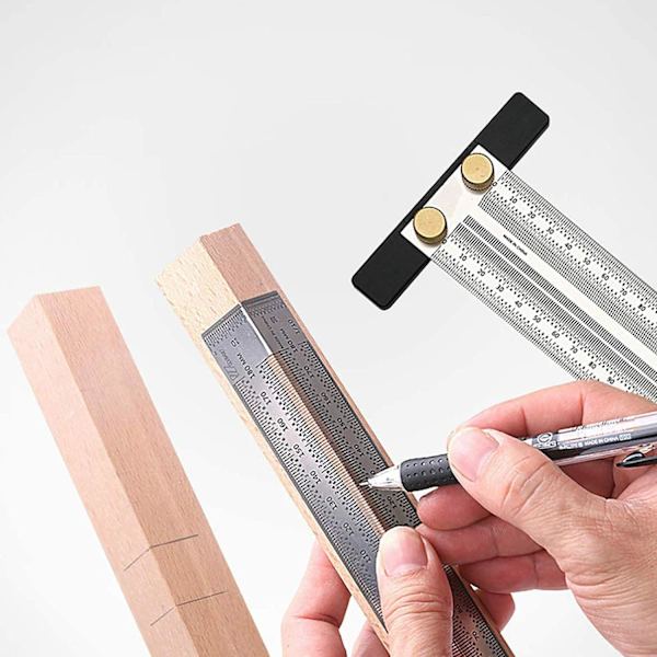 300 mm precision T-vinkel linjal med mekanisk penna, rostfritt stål märkning rostfritt skribent linjal snickare gradskiva mätning