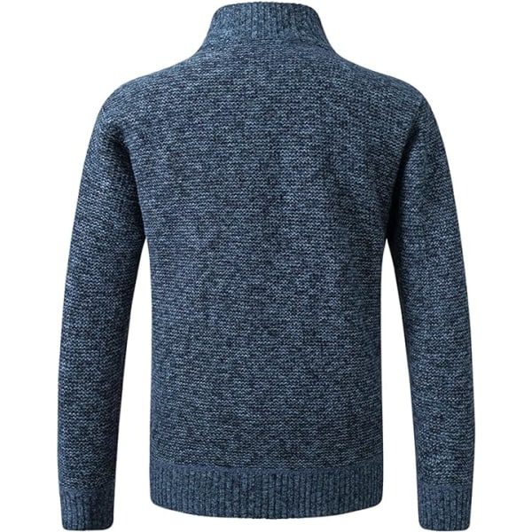 Långärmad koftatröja för män Thermal Slim Fit Quiltad jacka med hel dragkedja Business Casual Knit Coats Ficka (blå, L) Blue L