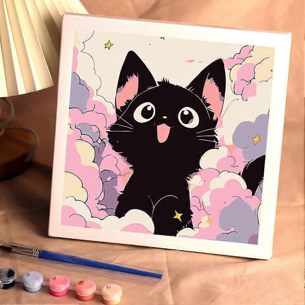 Katt DIY Digital Oljemålning Efter Nummer 20x20cm Hem Väggkonst Present