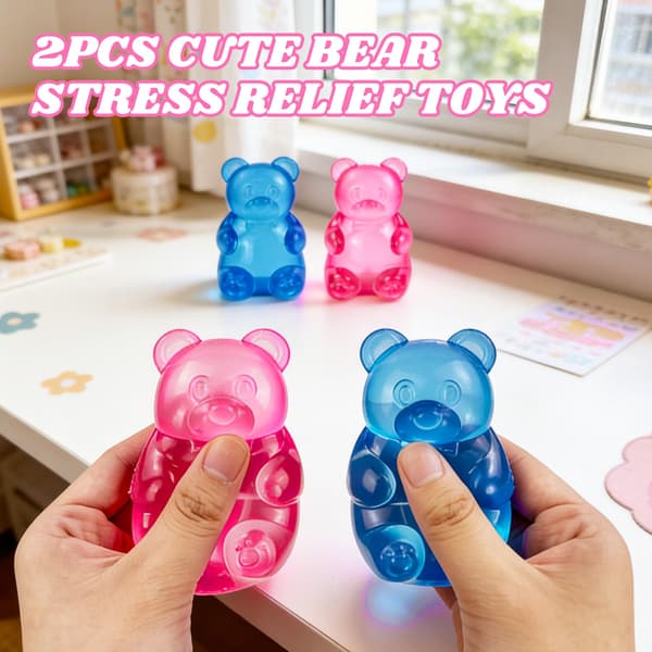 2 stk Bjørn Squishy, Stress Bjørn Taba Squishy Legetøj, Squishy Stressbolde Lindrende Klemmelegetøj, Sensorisk Fidget Legetøj til Børn Voksne, Al