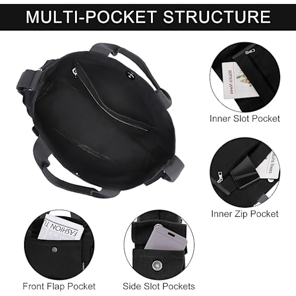 Naisten kangaskassi 14 tuuman suuri crossbody-kassi, jossa on useita taskuja, kangaskassi, olkalaukku, työlaukut