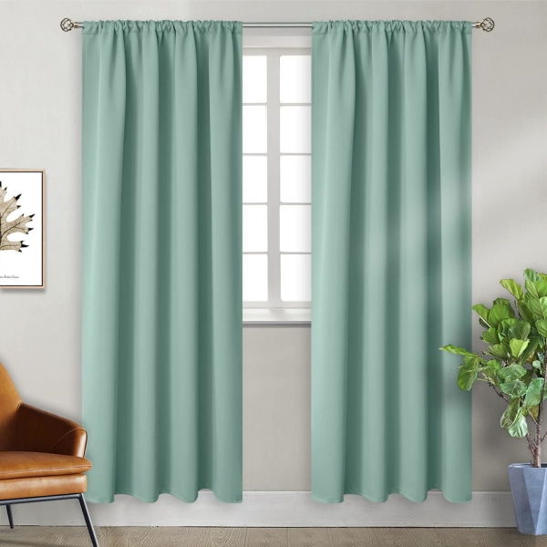 od Pocket Hvite Gardiner for Stue - Termisk Isolerte Vindusbehandlingsgardiner for Soverom, 2 Paneler, 52 x 63 Tommer