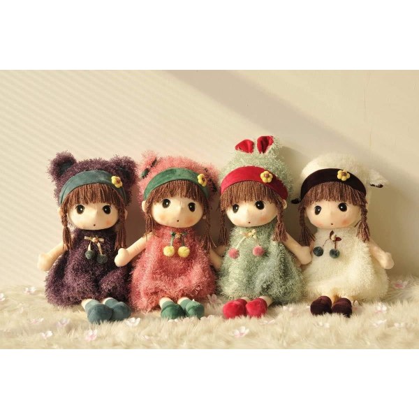Kawaii 17 tum plyschflicka leksak docka bra present till barn baby älskare. (Vit_1)
