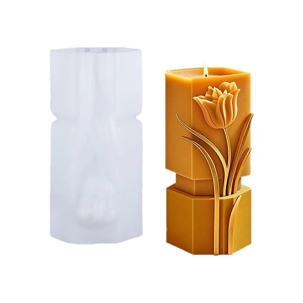 3D Blomster Cylinder Silikone Lysforme til Epoxyharpiks Fremstilling af Lys Sæbe Gips Silikoneforme til Boligindretning