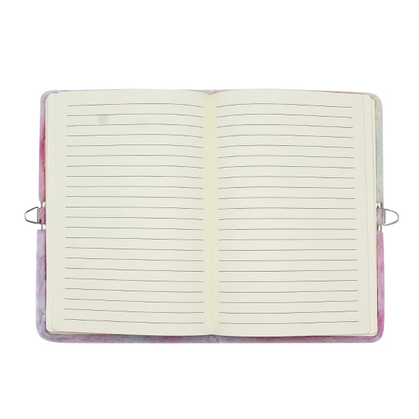 Flickor dagbok med lås och nycklar Söt plysch regnbågshund Unicorn hemlig dagbok fodrad skrivjournal Anteckningsbok för skolkontorsmaterial, 160 sidor