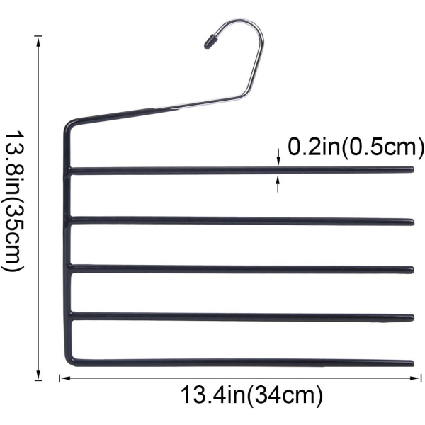 Byxhängare 3-pack, kraftiga flerskikts utrymmesbesparande byxhängare, halkfria 5-stegs öppna byxhängare garderobsorganiserare