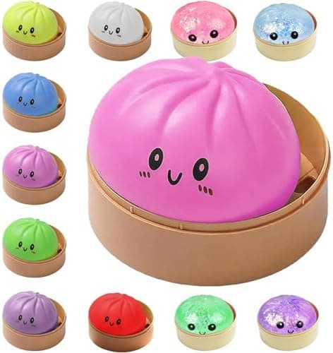 Dumplings Squishy Mystery Mini Dumplings Squishy Stressbolde Fidget Sensorisk Legetøj Blød Klemme Dekompression Dej (Lilla-A) Pink