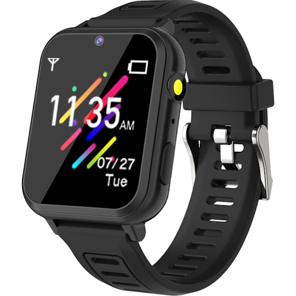 Børneure til drenge og piger, Smartwatch til børn med spil, MP3-afspiller, videokamera, alarm, lommelygte, drenge og piger legetøj fødselsdagsgave (sort)