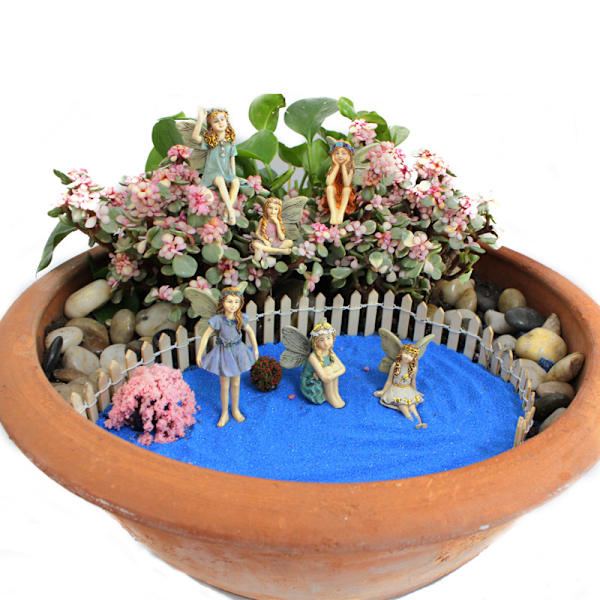 6 stk. miniaturefigurer af feer til haven