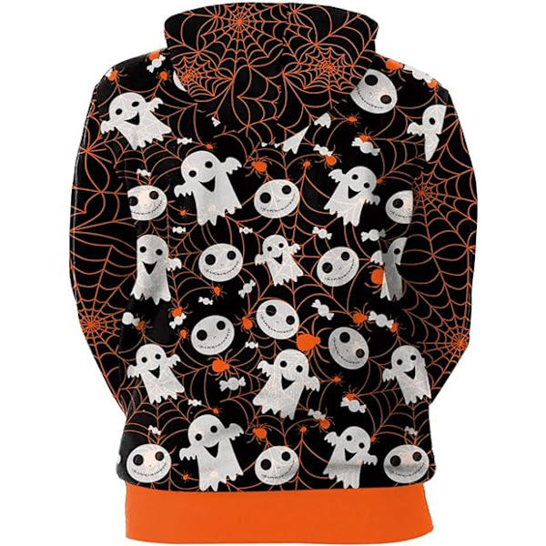 Herre Langærmet Hoodie Halloween Sjov Crew Neck Sweatshirt med Kængurulomme Jul Multicolor 3D Print Jumper Sweater（Størrelse：M） Style02 M