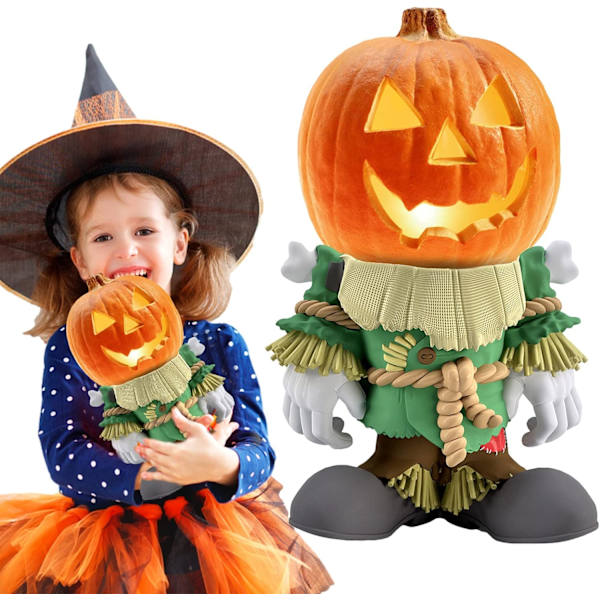 Lysende Gresskar Ridder Statue - LED GNOME Figur Dekorasjon Lys | Halloween Dekorasjon Lampe, Harpiks Bord Nattlys Lampe, Ereqeip
