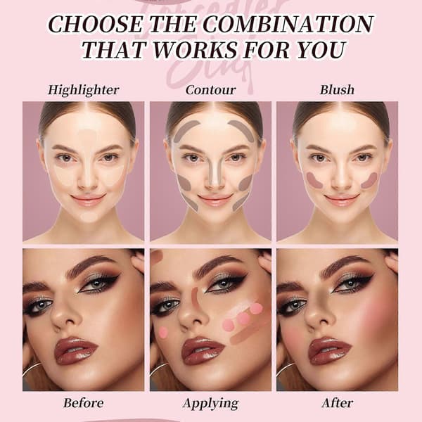 2 i 1 Double Head Makeup Sticks Contouring Stick Multifunktionel Highlighter Stick Blush Stick Bronzer Stick til Makeup