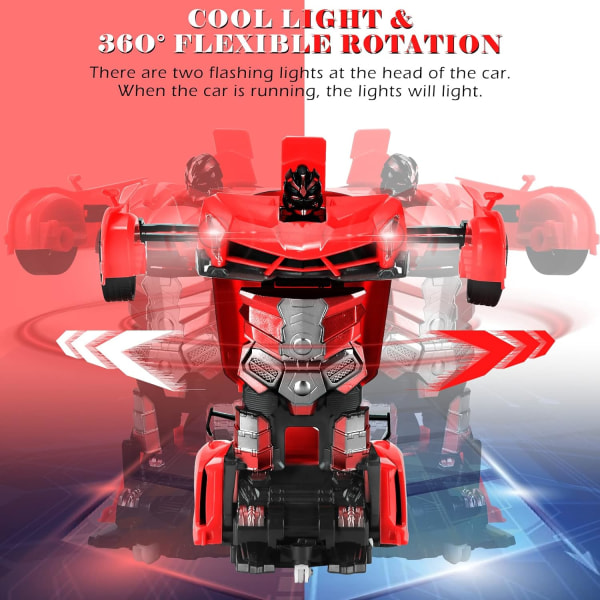 Fjernstyrt bil - Transformer robot RC-biler inneholder alle batterier: En-knapps deformasjon og 360 graders roterende drifting