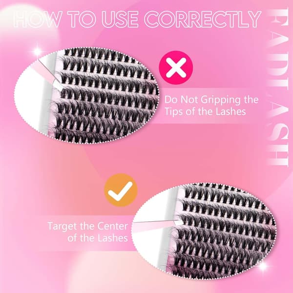 Fadlash Wispy Cluster Lashes DIY individuelle vipper 0.07D Curl 8-16mm 60D vippeextensions genanvendelige bløde fluffy vippeextensions (3D Effect)40D-0.07D 12 mm