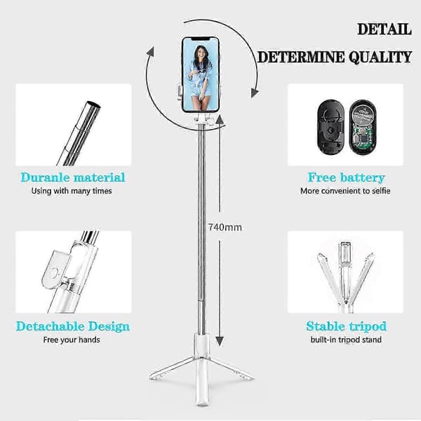 Til smartphones Selfie Stick Stativ med Bluetooth og justerbare udtrækkelige ben