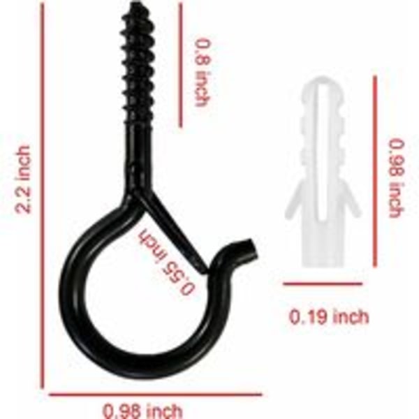 Q-Hanger 22-pack skruvöglor för upphängning av vägg, skåp, taklampor med säkerhetsspänne för nyår, fest, hem, garage (Nior)