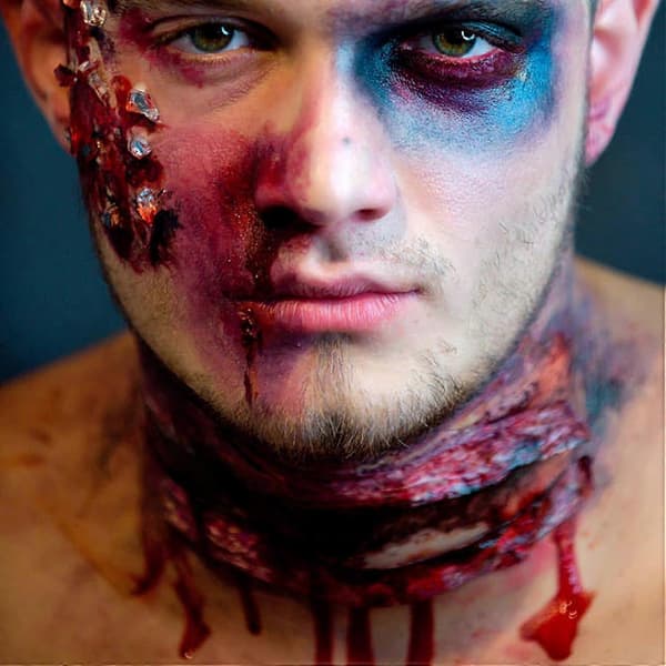 SFX Makeup Kit Blå Mærke Hjul Ansigts- og Kropsmaling med Stippelsvampe til Halloween