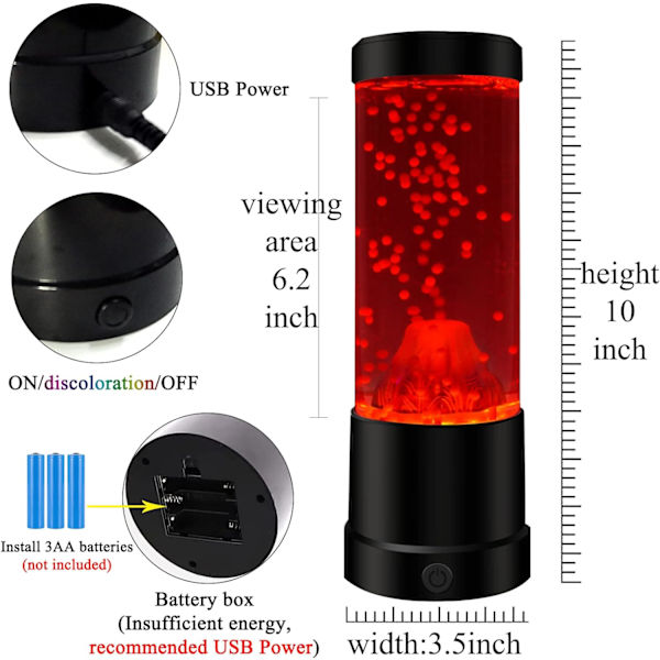 9-tommer Snegbjerg Natlys LED Dekorativ Lys Atmosfærisk Lava Snegbjerg Lampe Bordlys Dekoration