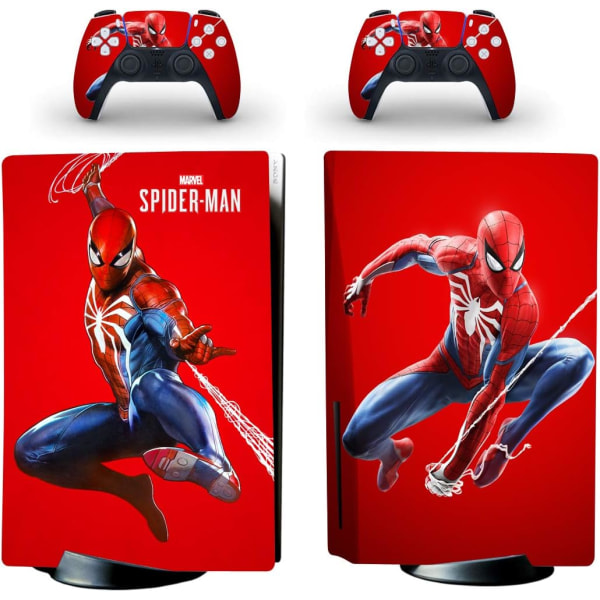 PS5 Standard Disc Console Controllers Skin Super Hero Sticker Decal PS5 Console och Controllers Röd Spindel