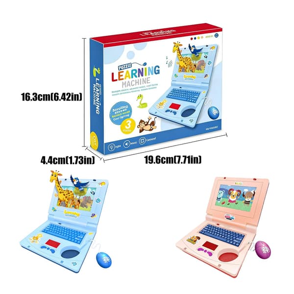 Toy Laptop with Interactive Keyboard and Screen for Entertaining Play, Fine Motor Skills Training, Notebook, Preschool Toy