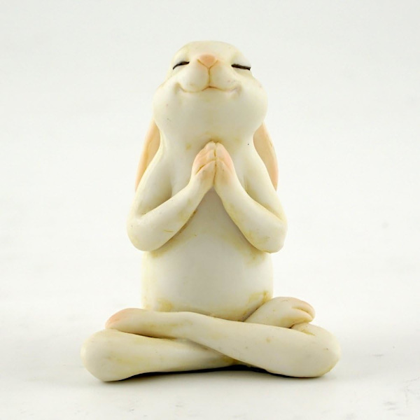 Top Collection Miniature Fe Haves Have og Terrarium Yoga Bunny i Siddende Namaste Pose Statue, Lille