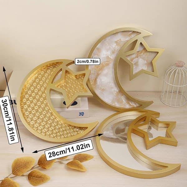 Elegant Eid-bakke med stjerne- og måneformede Eid-hjemmetilbehør perfekt til Eid-fest og boligindretning