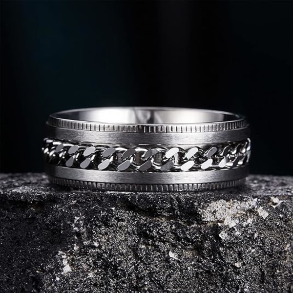 King Will Intertwine 8mm Spinner Ring i rustfrit stål Fidget Ring til angst Ring til mænd Sort/Blå/Sølv/Guld Fidget Angst Ring