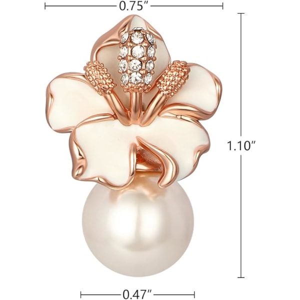 Rose Guld/Silverpläterade Flower Pearl Örhängen Stud/Clip On för kvinnor