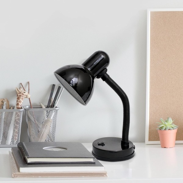 Simple Designs LD1003-BLK Basic Metall Fleksibel Slangehals Skrivebordslampe