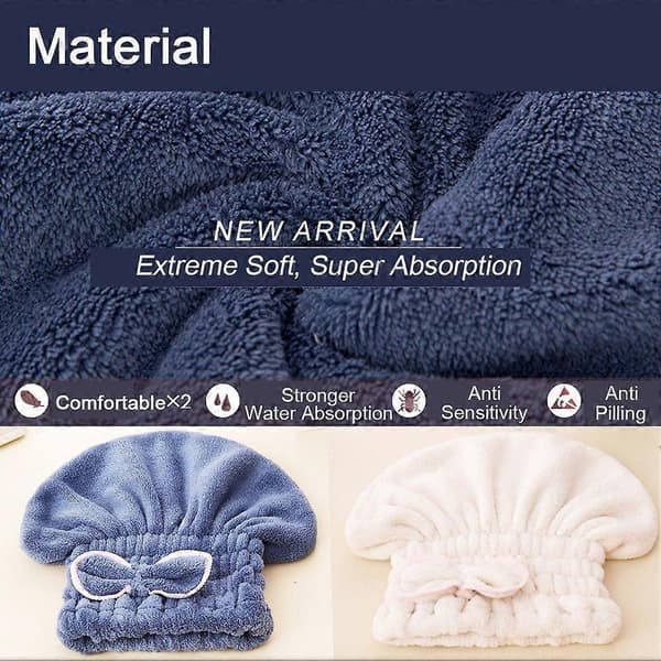 2 stk. mikrofiber hårhætter, ekstremt bløde og ultraabsorberende, hurtigtørrende hårturban håndklæder badehætte til piger og kvinder